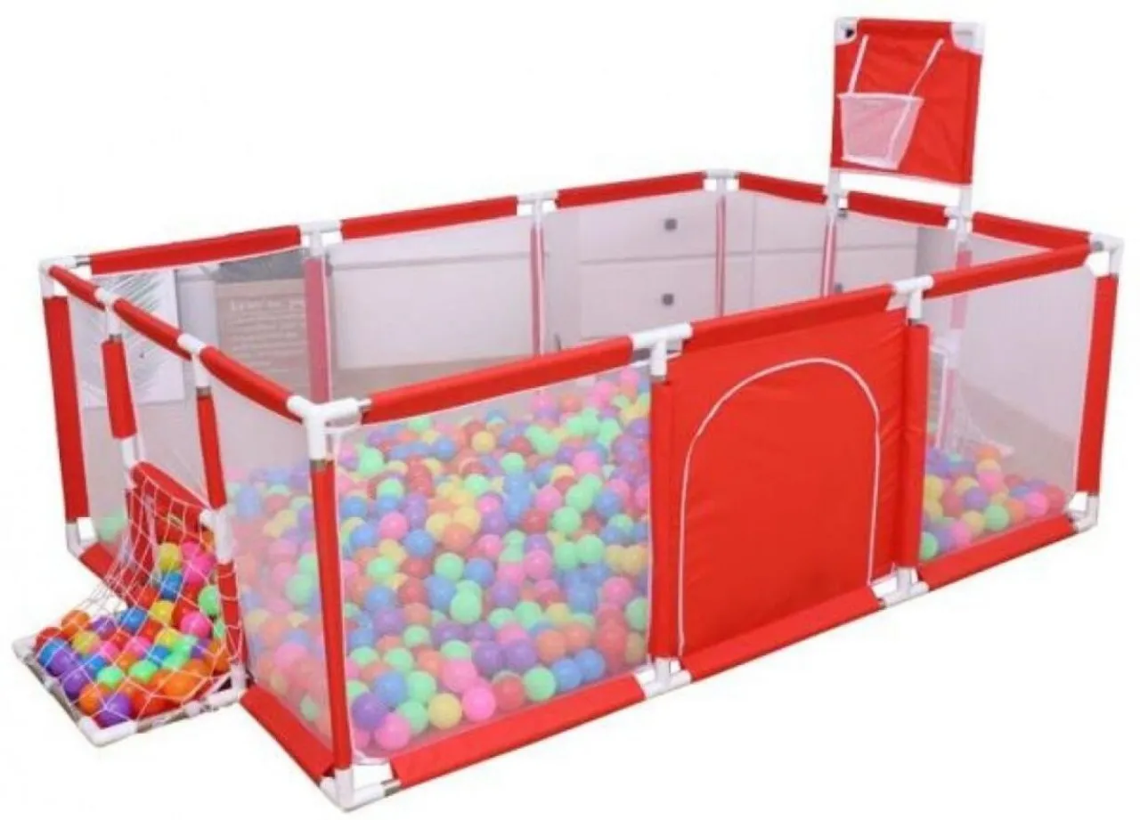 LALA Safety Play Pen with Balls-Red Safety Pen Crib Toy and Play Gym