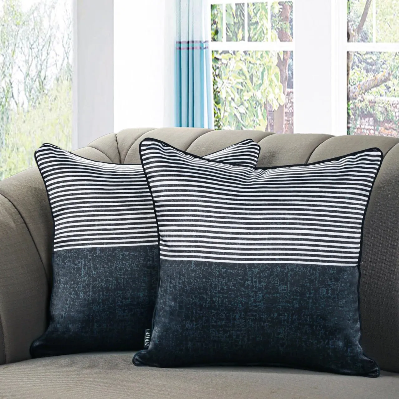 NEXUS Black and White Throw Pillow Covers 18 x 18, Sateen Boho Pillow Cases Set of 2 with Concealed…