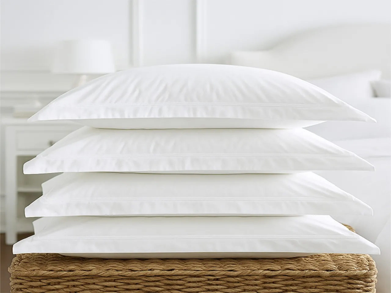 Rey's Fine Linen Premium Collection Oxford Pillow Cover Set - Euro Continental - Optical White Plai…