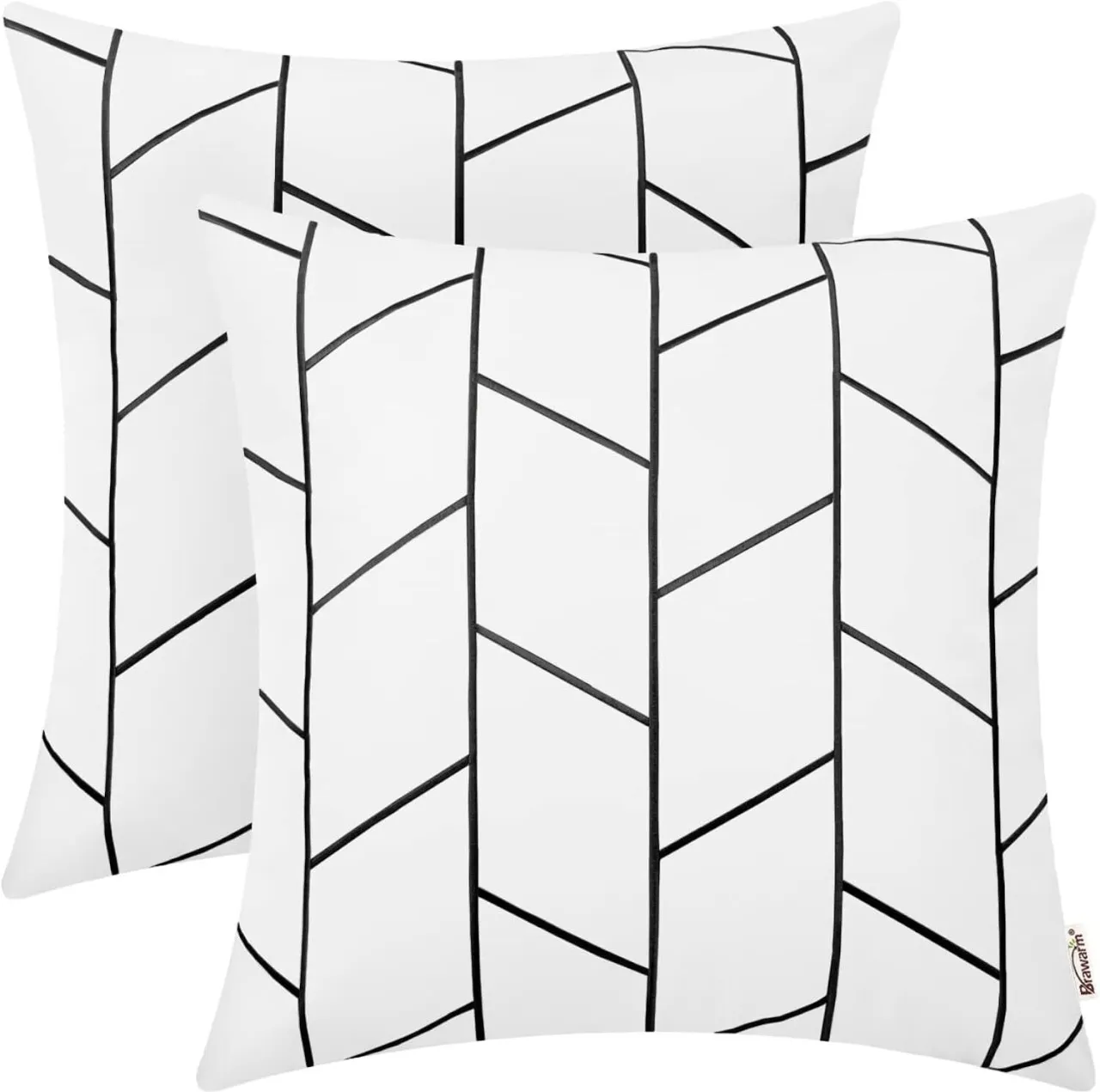 NEXUS Faux Leather Pillow Covers 16 X 16 Inches, White and Black Leather Pillow Covers Pack of 2, G…