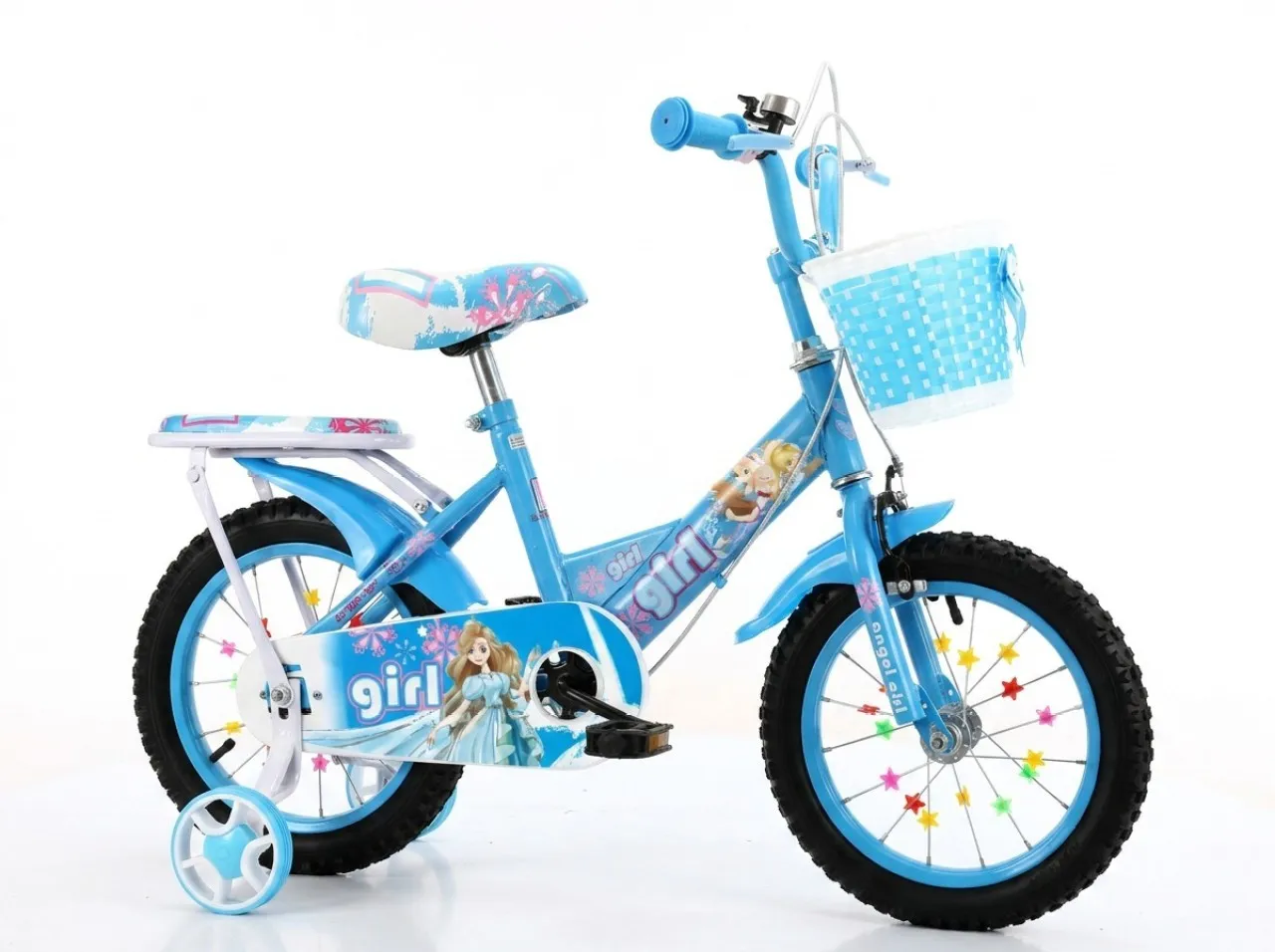 NNE IceTwinkle Girls 12-Inch Children's Bicycle Blue with Training Wheels, Basket & Adjustable Seat…