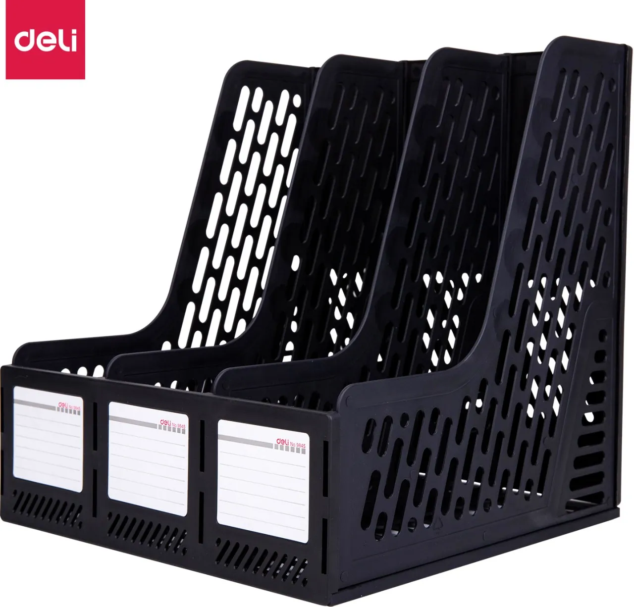 Deli Stationery 3 Compartments Plastic Magazine Container