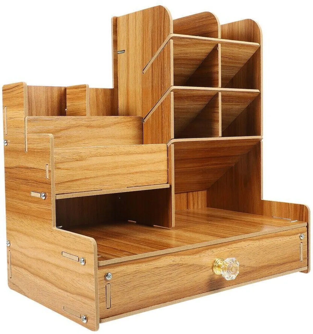 TGT- 10 Compartments Wood Wooden Desk Organizer Multifunctional Office Stationary Storage Holder- G…