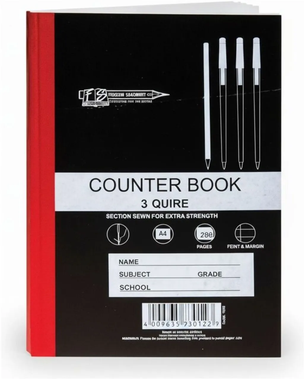 Vensico Hard-Cover A4 Notebook 288-Page 3-Quire A4 Notebook Unruled
