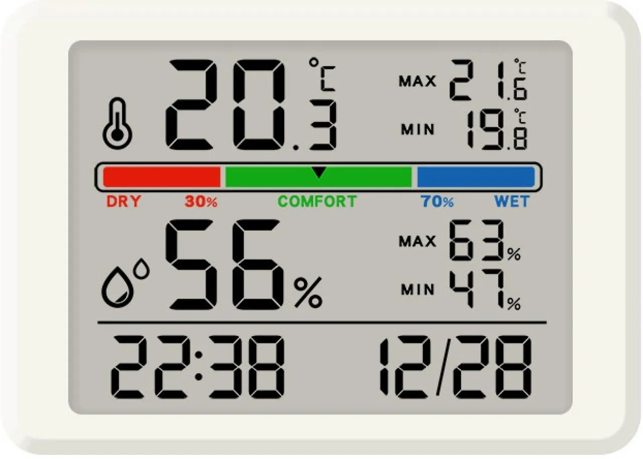 marevic Digital Hygrometer Indoor Thermometer, With night lightsClock with Temp & Humidity Magnetic…