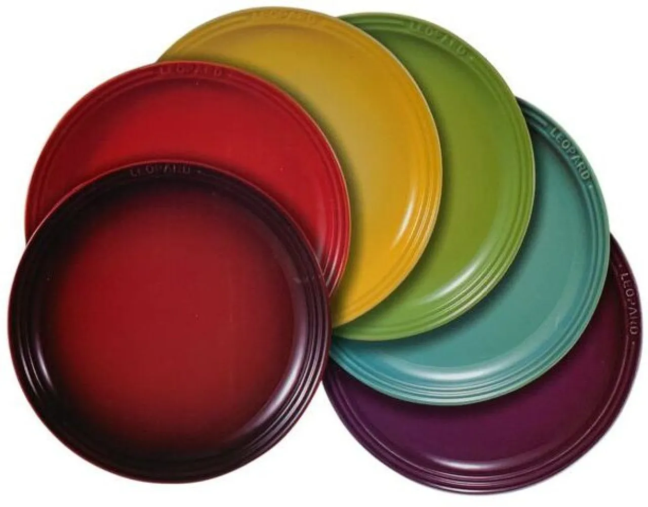 Leopard Pack of 6 Ceramic Dessert Plates - 23cm - Rainbow - 6 Piece Set Dinner Set