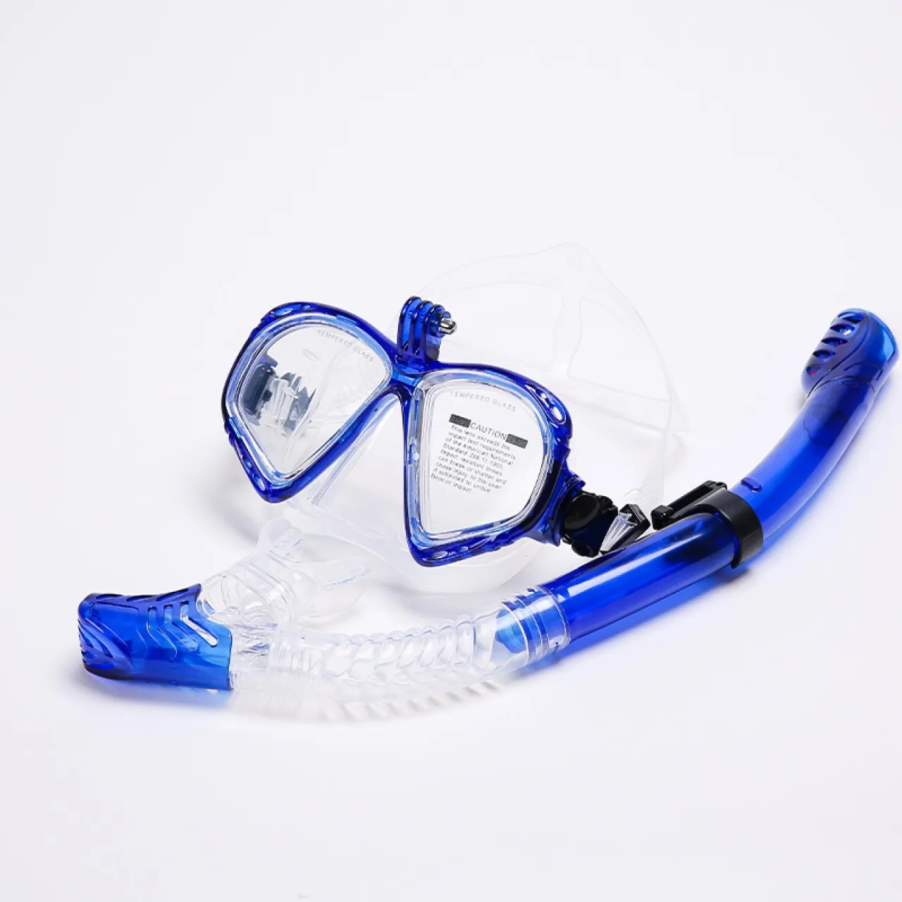 Huanix Fashion snorkeling mask snorkel set diving,Blue transparent Plastic Silicone Aspheric Lens D…