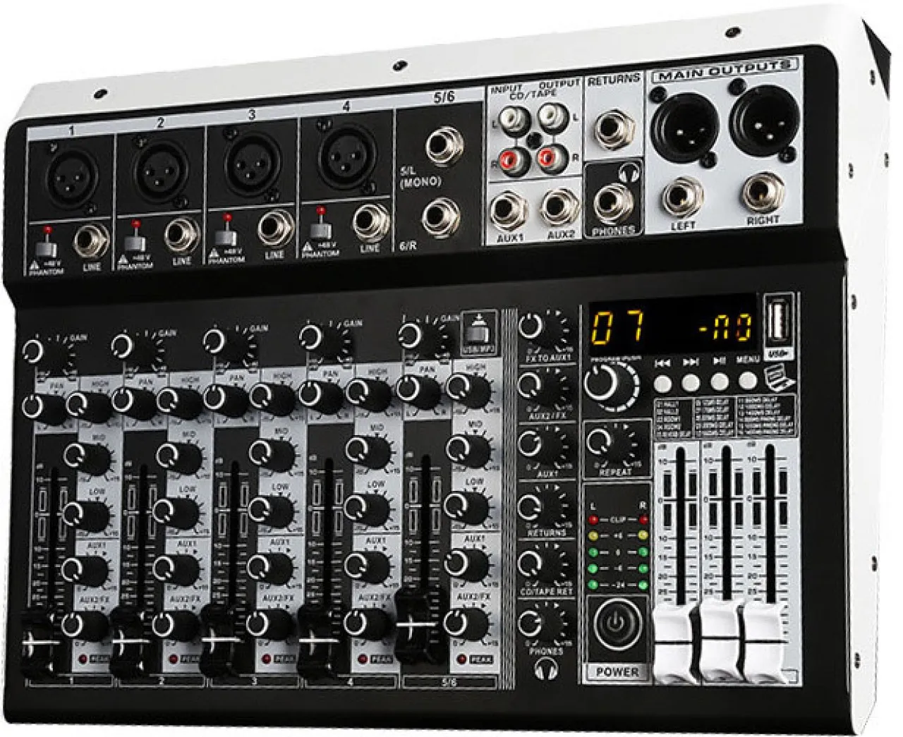 Solala 6-channel mixer, 6-channel mixer, small professional Bluetooth recording USB sound card with…