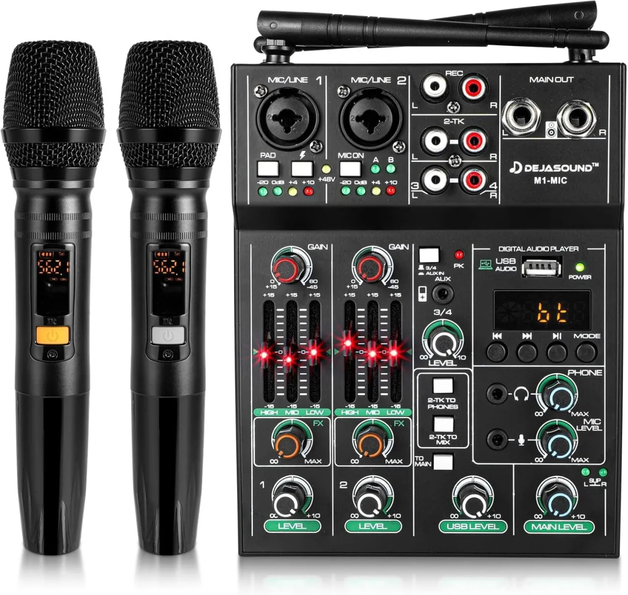 Zuosheng Pro 5 Channel Audio Mixer Mic Set for Live Streaming, Family Karaoke, Studio Recording, Bl…