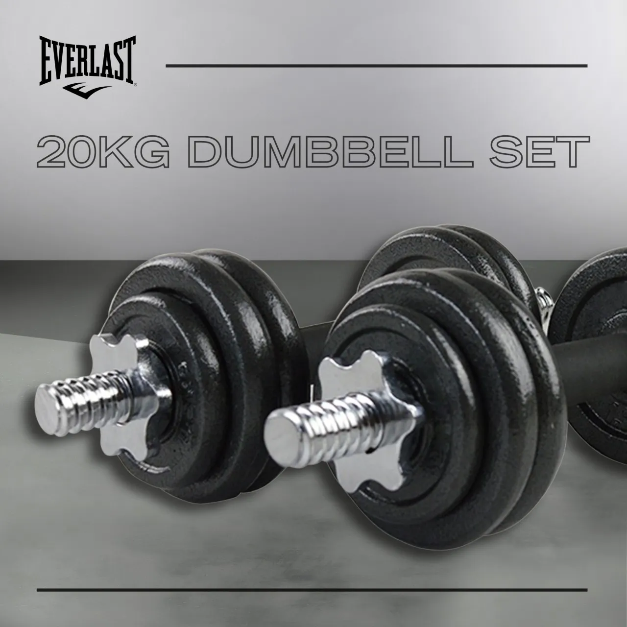 Everlast 20KG Cast Iron Dumbbell Weight Set