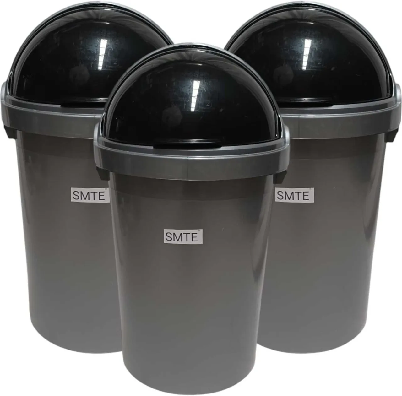 SMTE 25-Liter Silver Dustbin – Sleek and Compact Waste Solution-Silver Plastic Dustbin