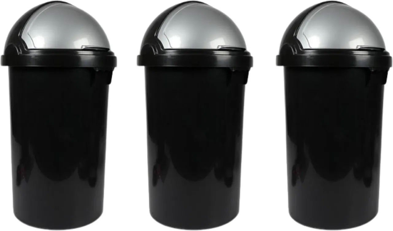 SMTE Flip-Top Dustbin 50L-Set of 3 Plastic Dustbin