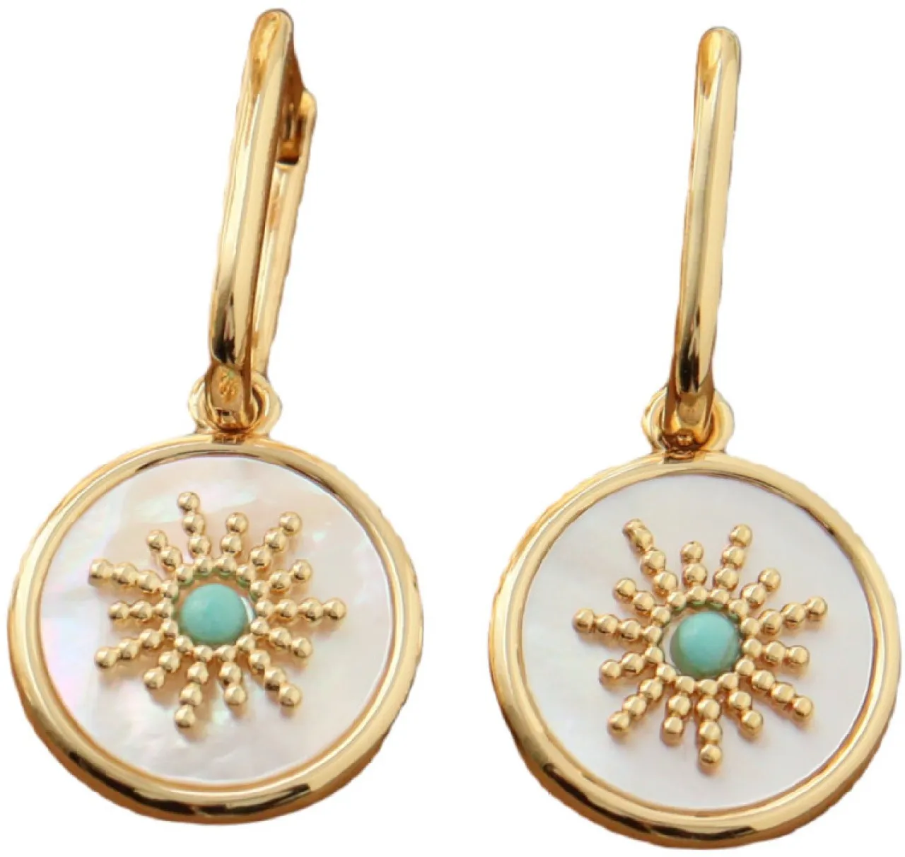 linglian Natural stone earrings - Simple and fashionable, sun-shaped shells, luxurious and high-end…