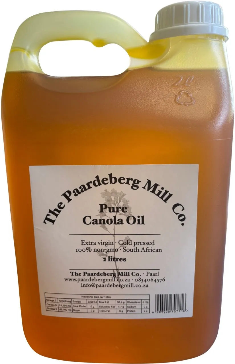 The Paardeberg Mill Co Pure Canola Oil 2 litres Canola Oil Plastic Bottle
