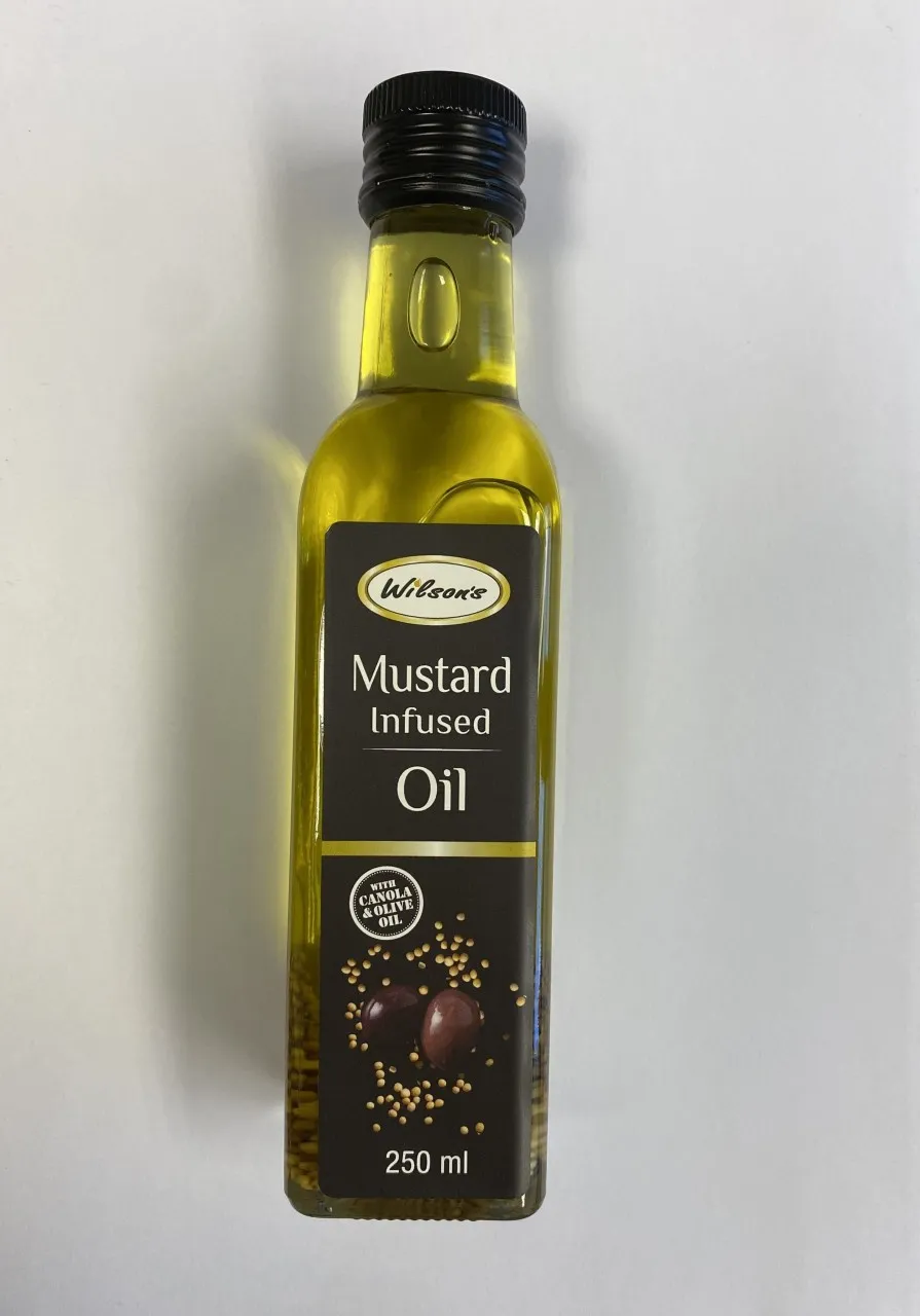 Wilson's Mustard Infused Oil 250ml Mustard Oil Glass Bottle