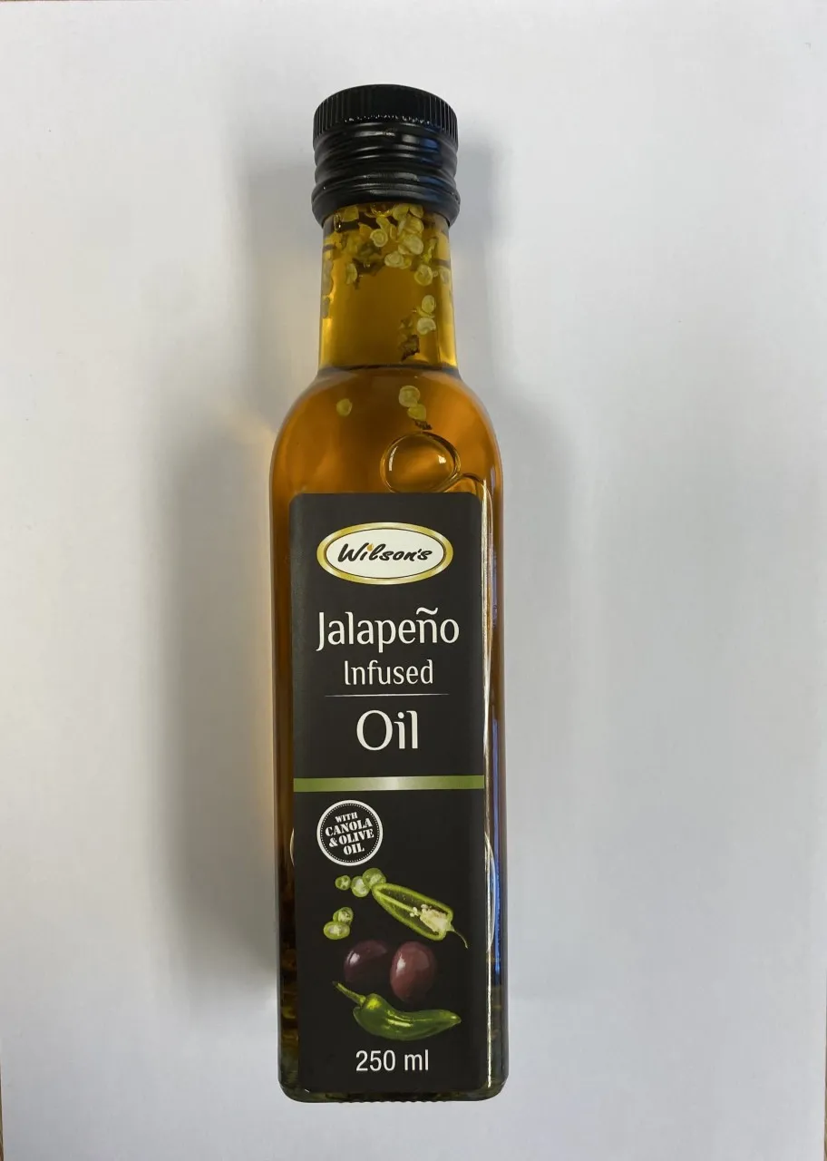 Wilson's Jalapeno Infused Oil 250ml Chilli Oil Glass Bottle