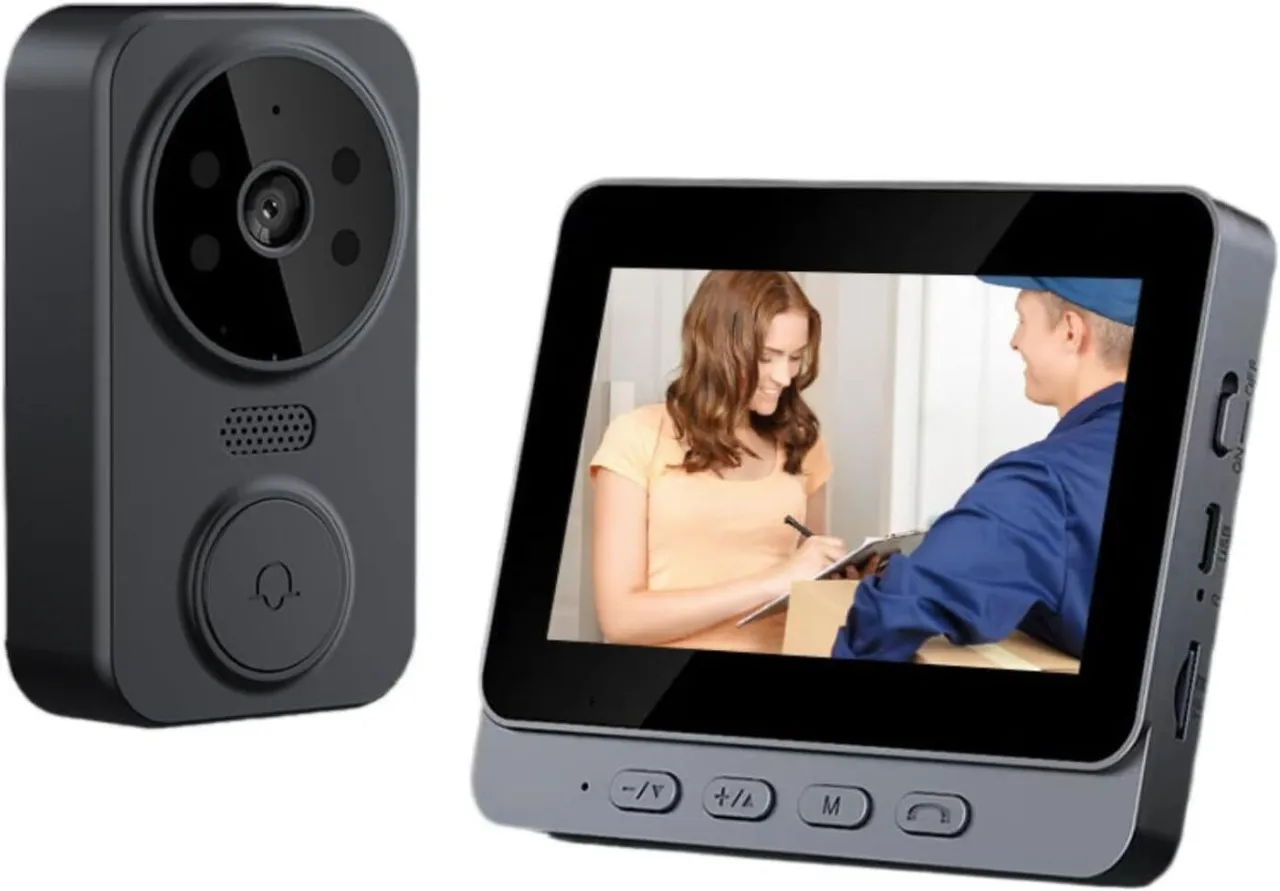 SHIJIN Wireless Video Doorbell,4.3-inch IPS 1080P Monitor Screen Door Bell Wireless Door Chime