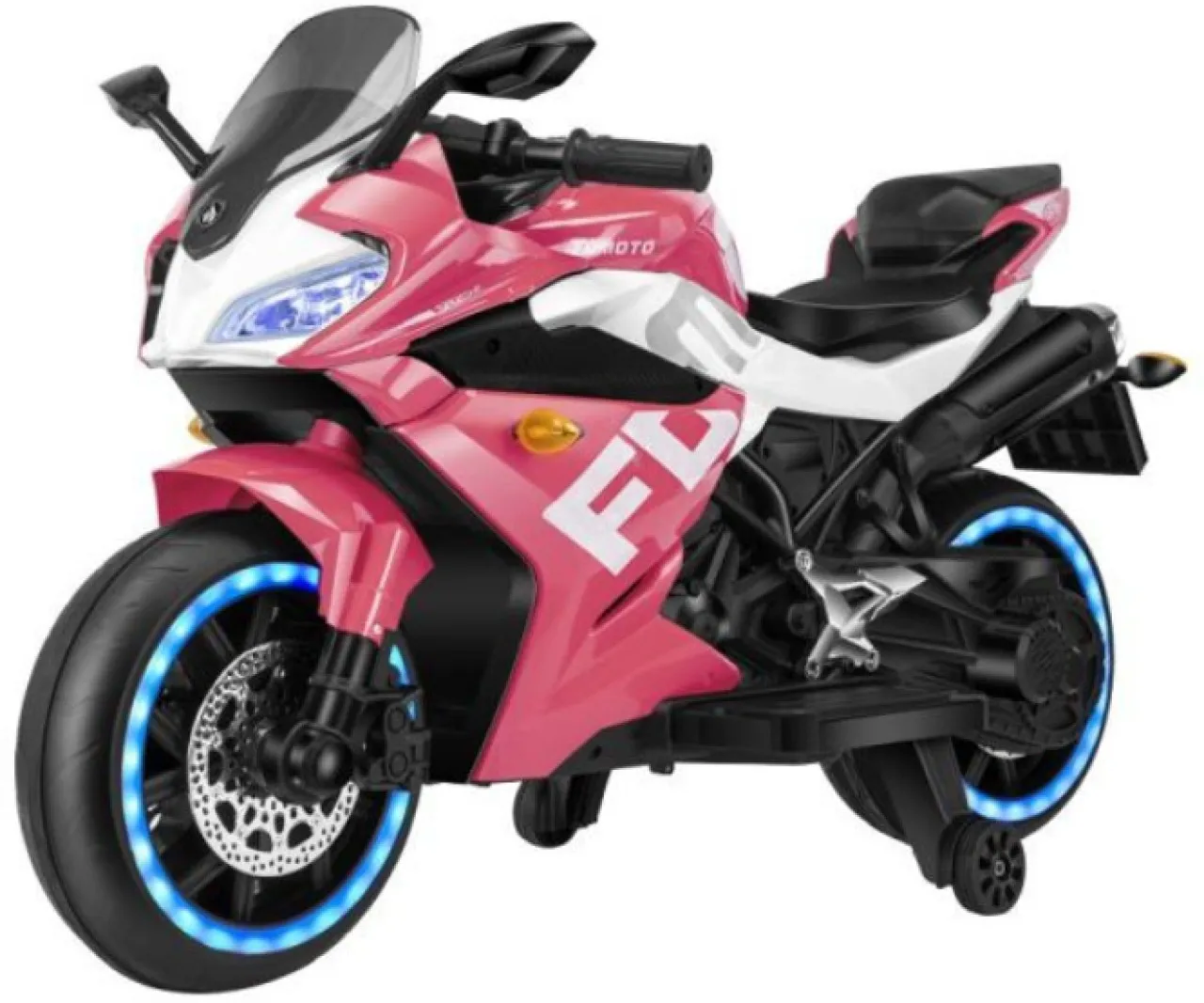 GL 12V Electric Ride-On Motorbike for Kids with LED Lights, Music, Training Wheels & Rechargeable B…