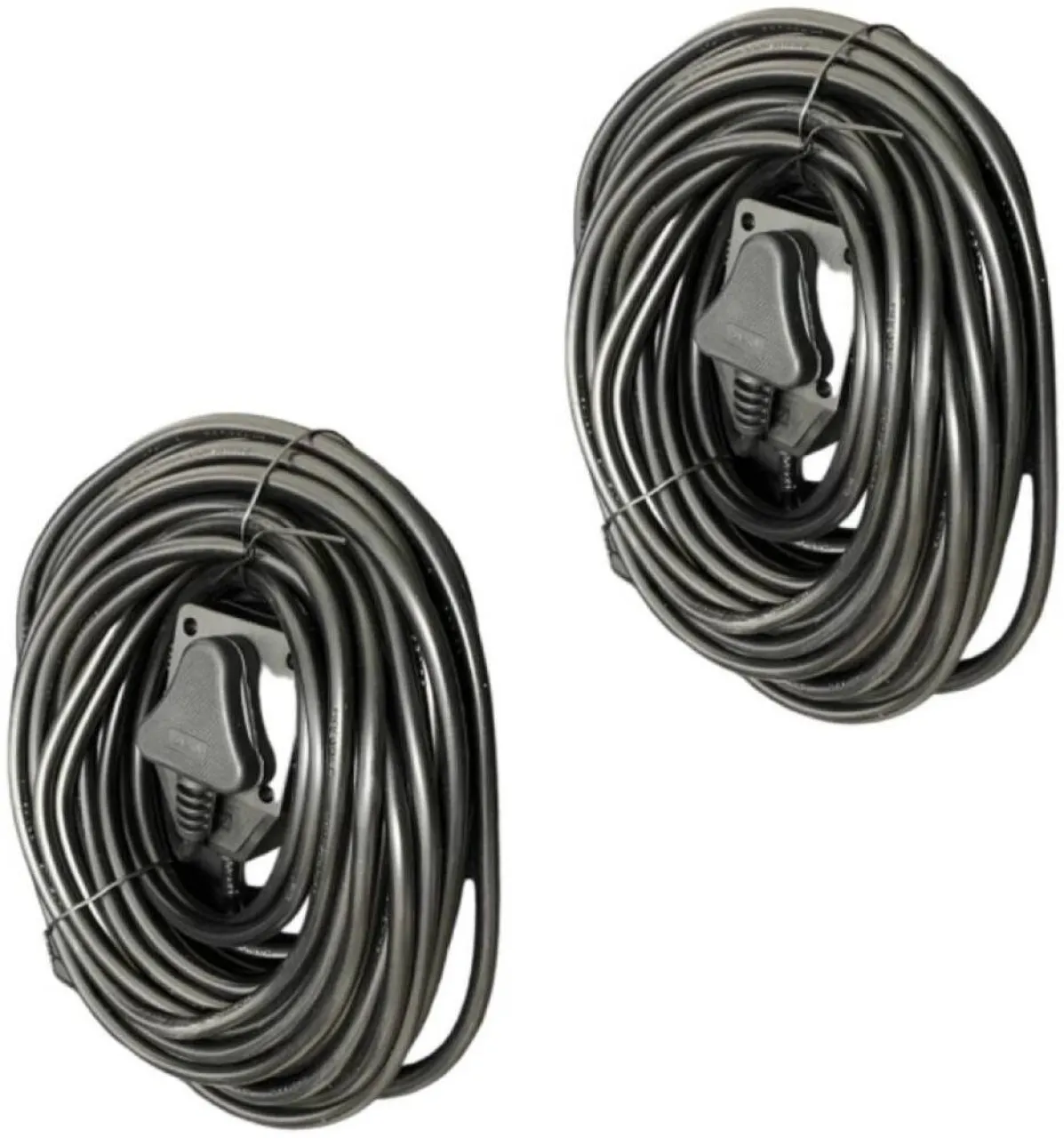 Prime Luxe Tools 20m Extension Cord - Black 16A 250V - Pack of 2 - Three Pin Plug
