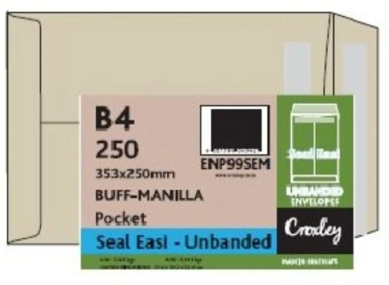Croxley Brown Seal Easi Envelopes - Unbanded (Box of 250) - JD99SEM B4 Envelopes