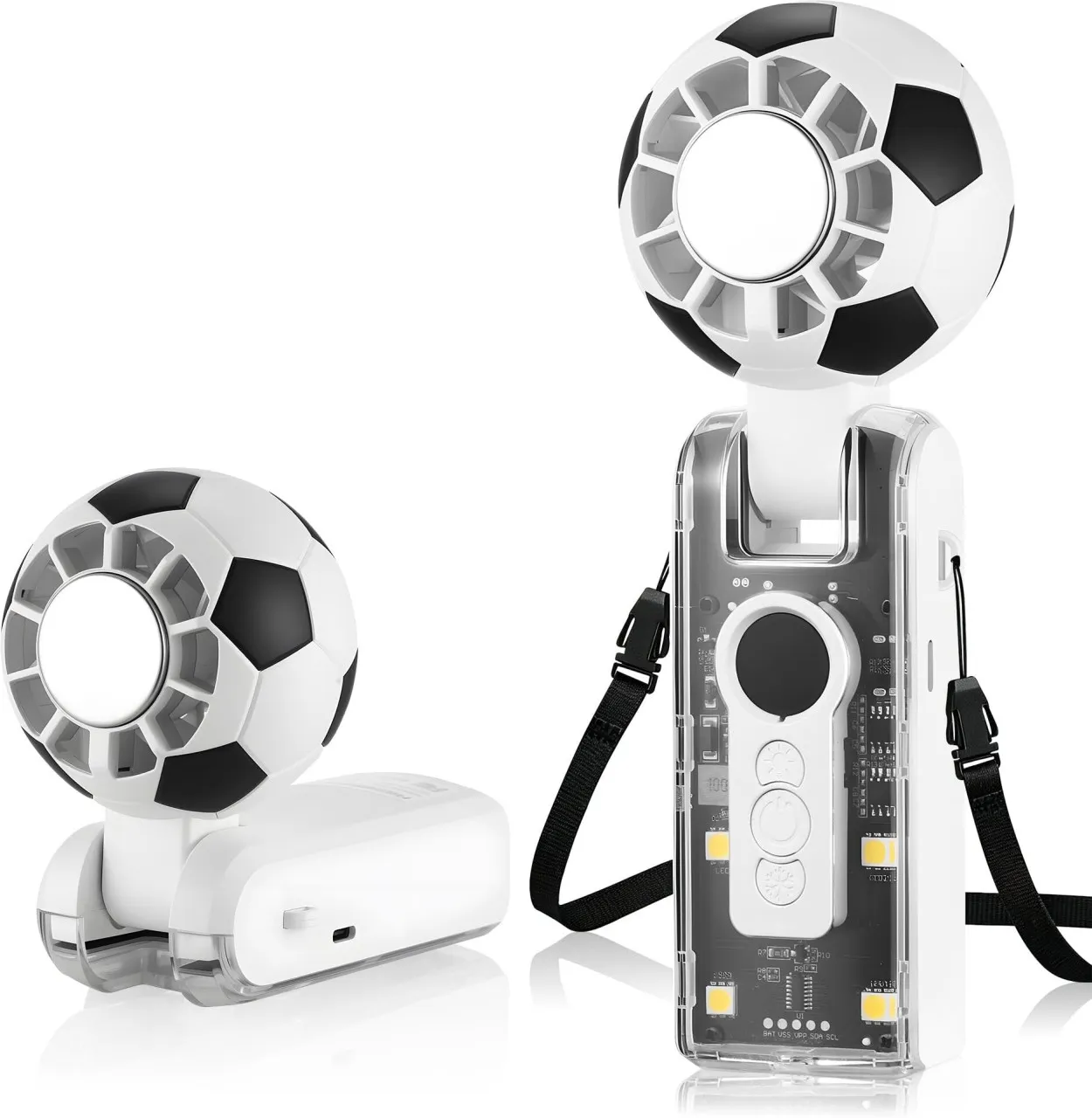 Granty Portable Handheld Fan Rechargeable With Ice Cooler, Football-Shaped Mini Handheld Fans 6 Spe…