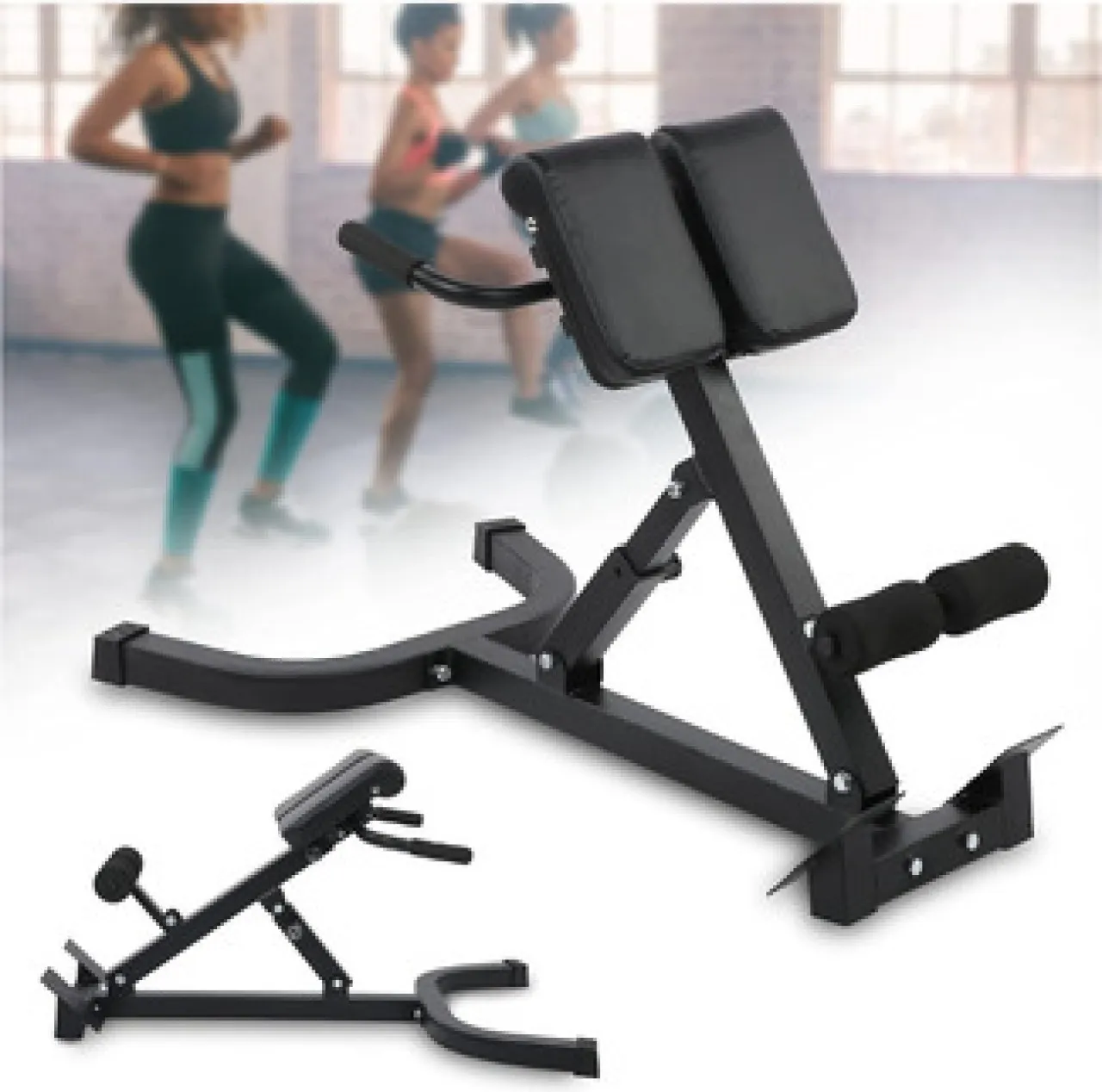fancystuff Adjustable Multi-Functional Roman Chair for Home Gym Training Flat Fitness Bench