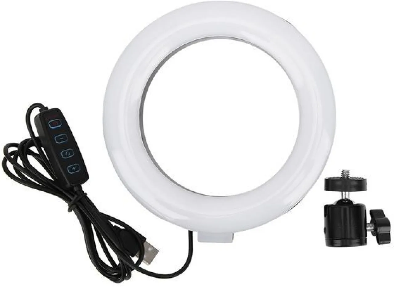 NANSHI 6in Plastic Ring Light - for Phone Selfies & Makeup Fashion Jewelry Halogen Flash