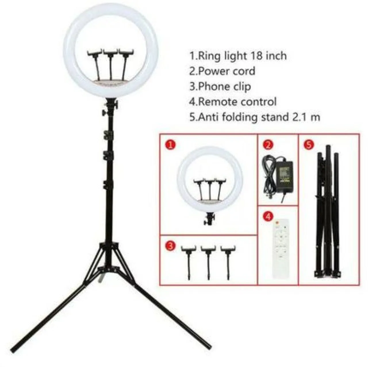 Zzztrade LJJ-45 18inch Ring Light For Social Media Videos White And Warm White light Ring Flash