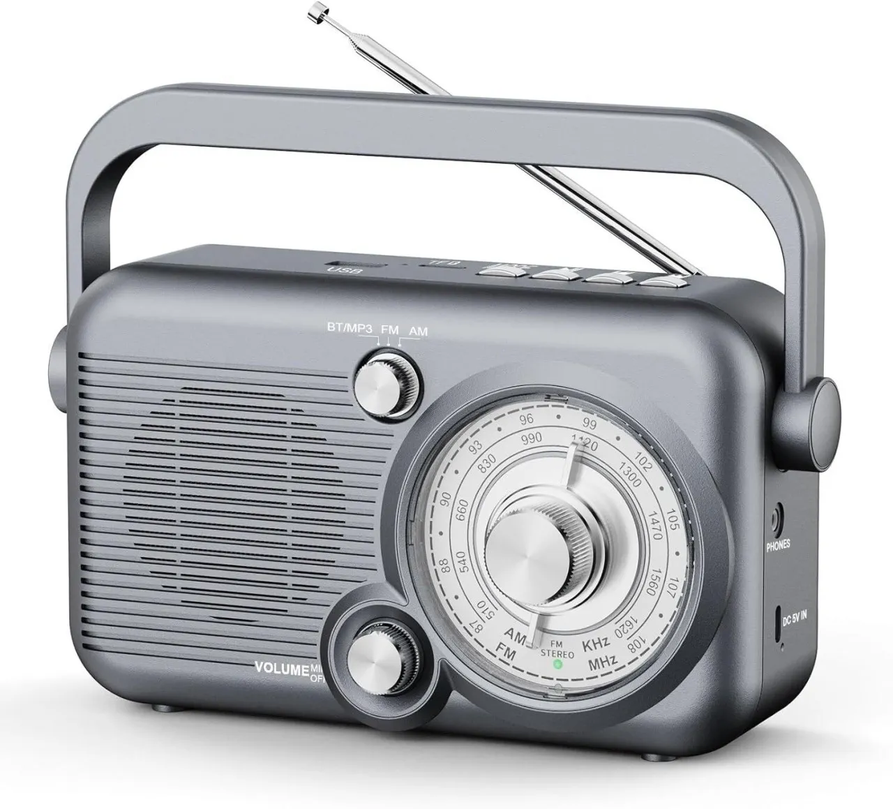 Joy Home AM FM Radio, Portable Radio Support Battery Operated or AC Power, 5W Speaker with TF Card …