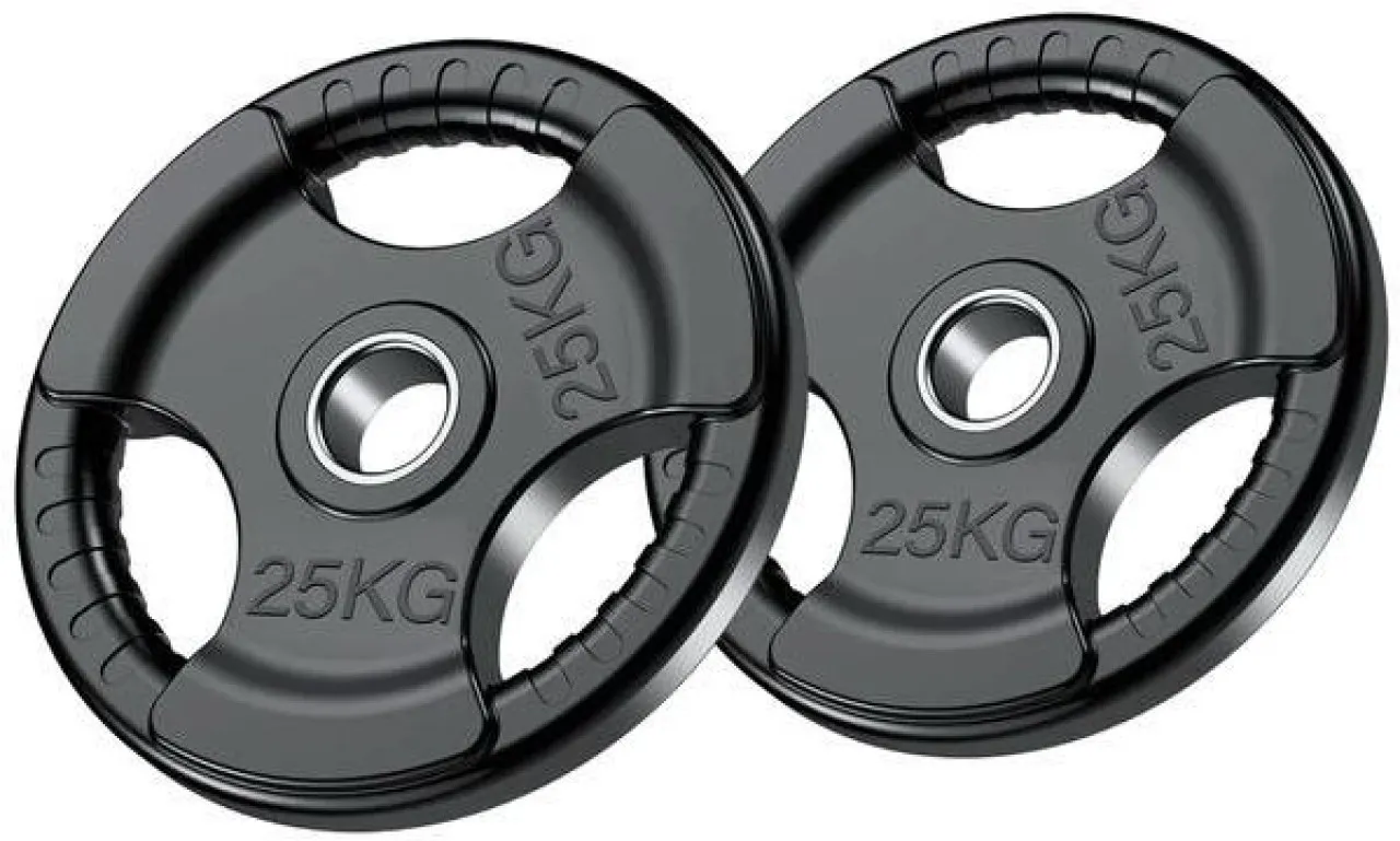 AFRI101 (Pair) 3-Grip 50mm Rubber-Coated Black Weight Plate