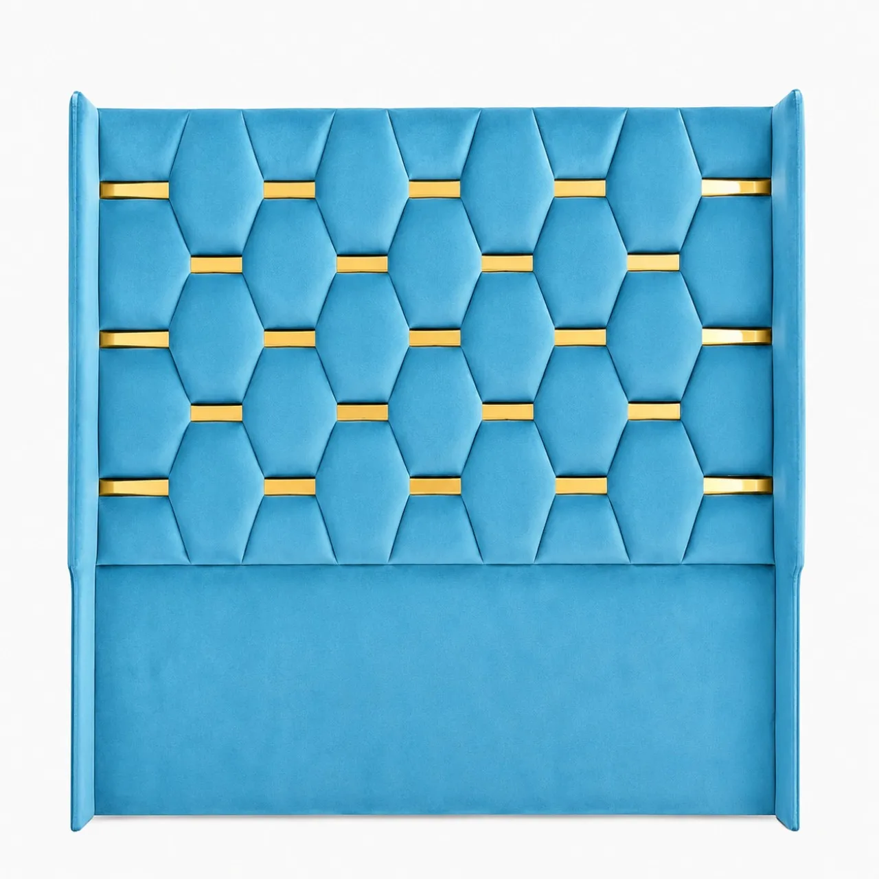 Roykin Furnitures Queen-Size-Gold-Accent-Designer-Sky Blue Headboard