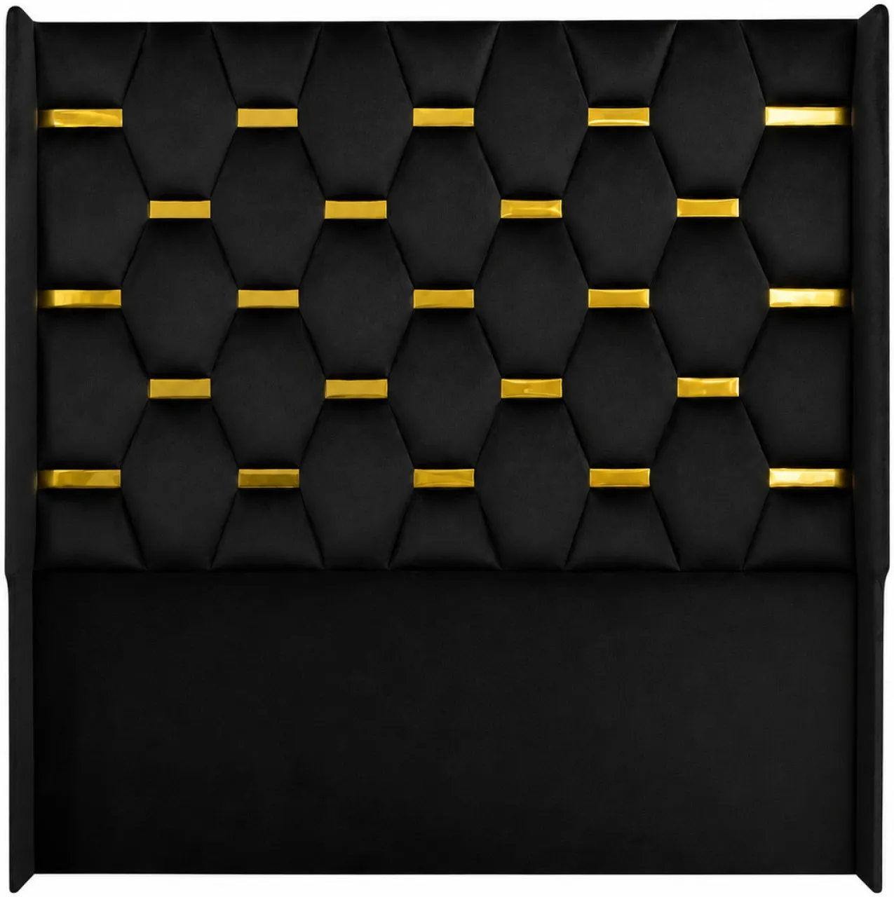 Roykin Furnitures Queen-Size-Gold-Accent-Designer-Black Headboard