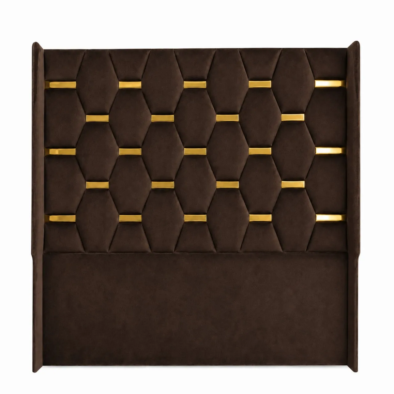 Roykin Furnitures Queen-Size-Gold-Accent-Designer-Dark Brown Headboard