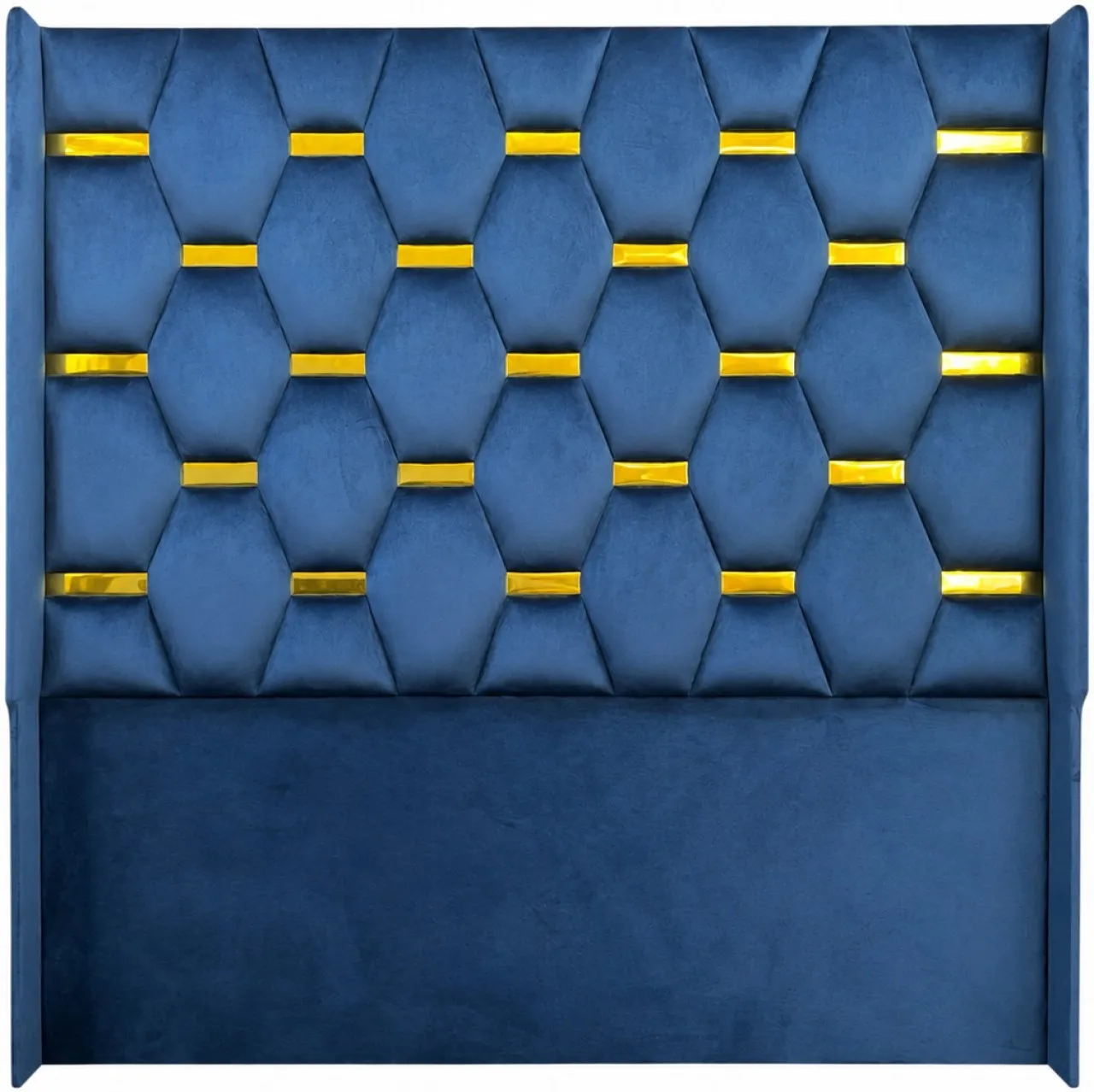Roykin Furnitures Queen-Size-Gold-Accent-Designer-Blue Headboard