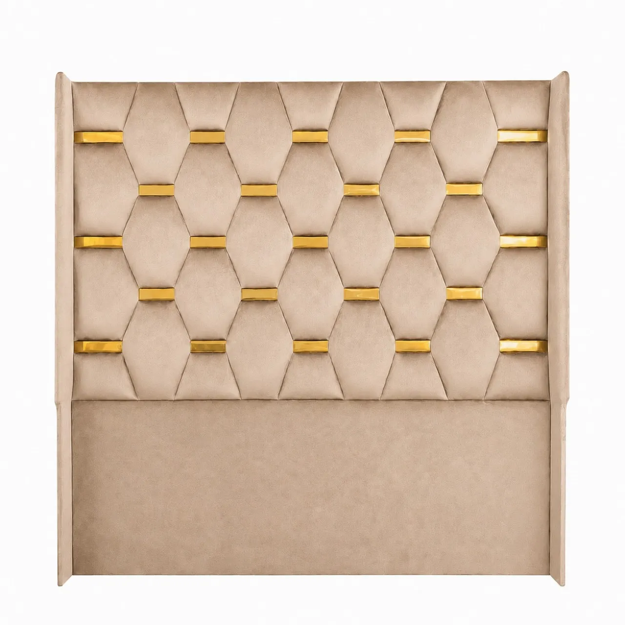 Roykin Furnitures Queen-Size-Gold-Accent-Designer-Beige Headboard