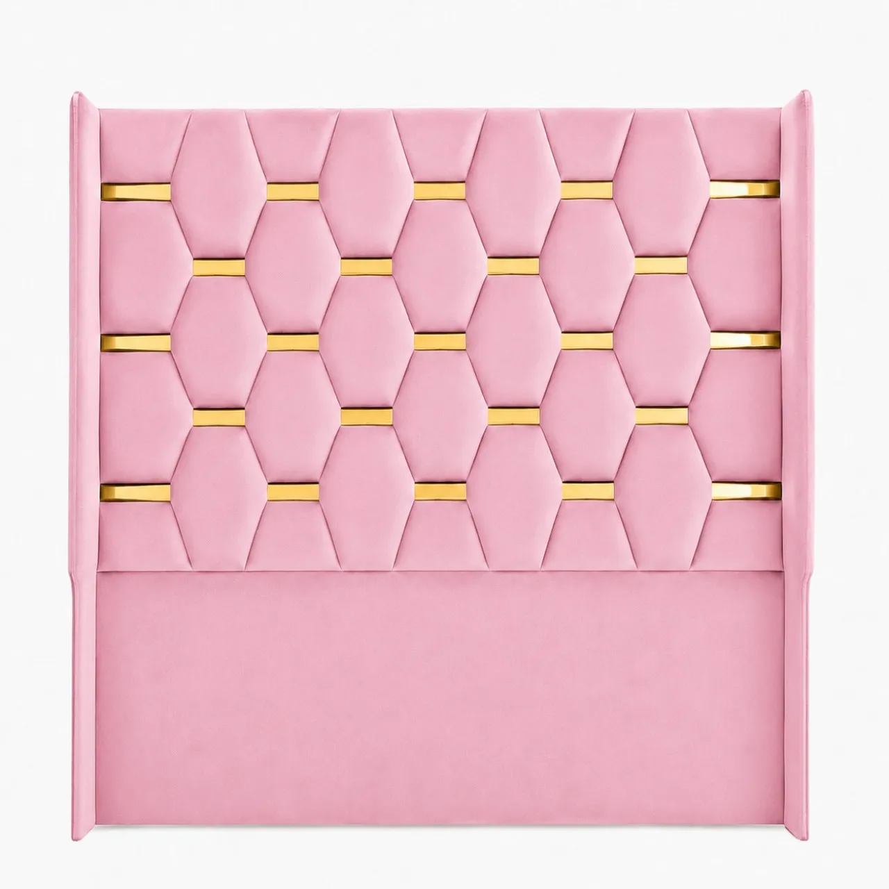 Roykin Furnitures Queen-Size-Gold-Accent-Designer-Baby Pink Headboard
