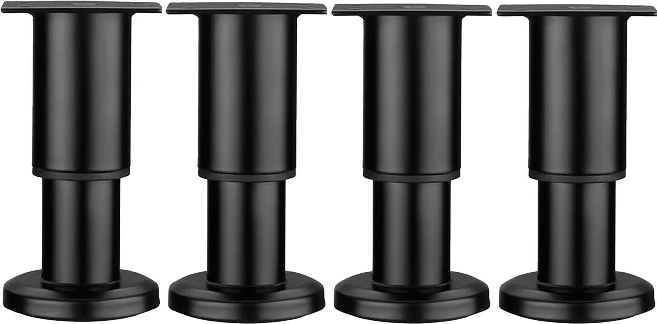 Mixbox 4 Pcs Adjustable Height 12-18cm Aluminium Round Leg Bottom for Furniture Table Legs