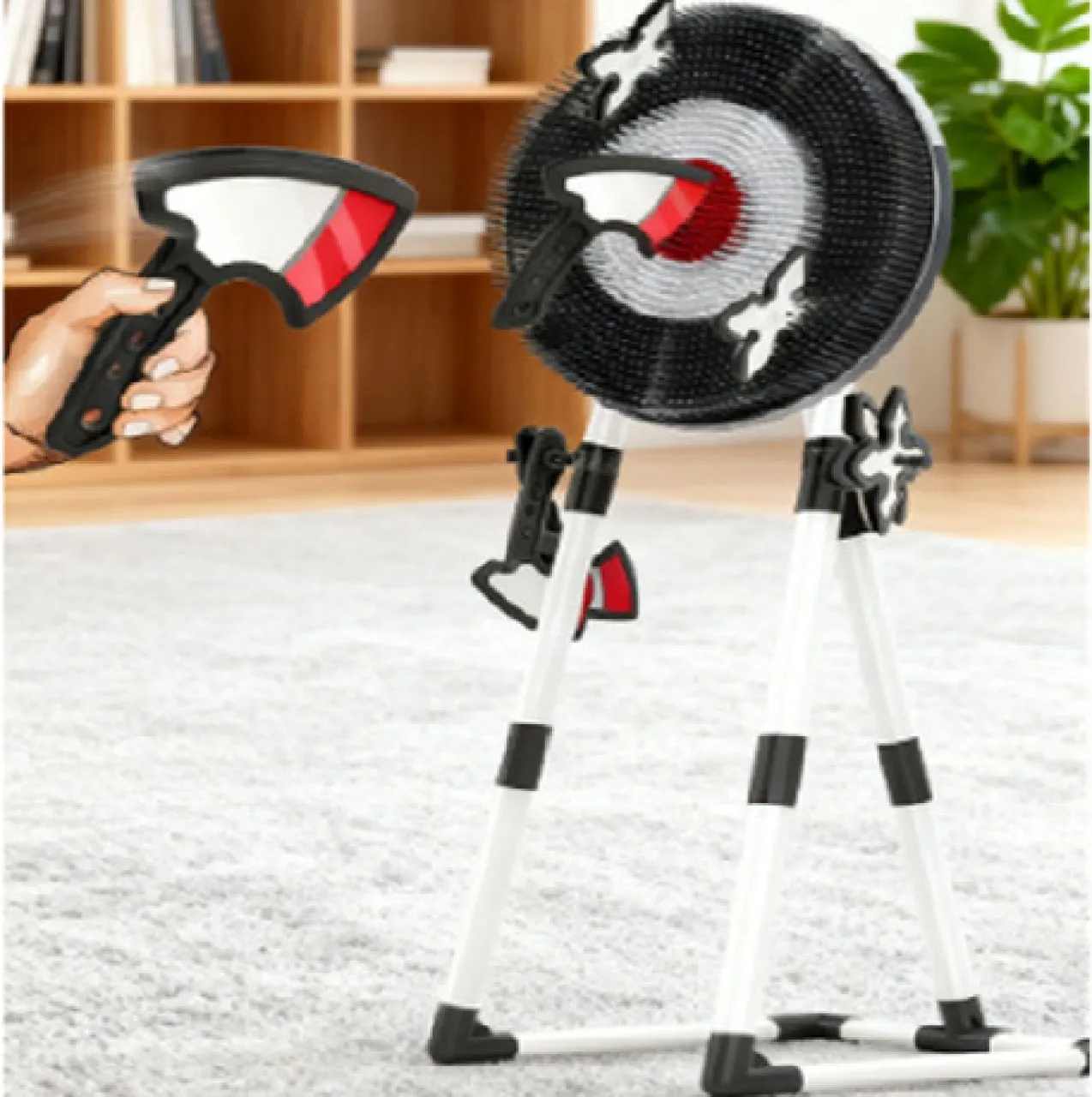 fancystuff Kids Axe Throwing Game Set with Plastic Darts and Target Board 45 cm Dart Board