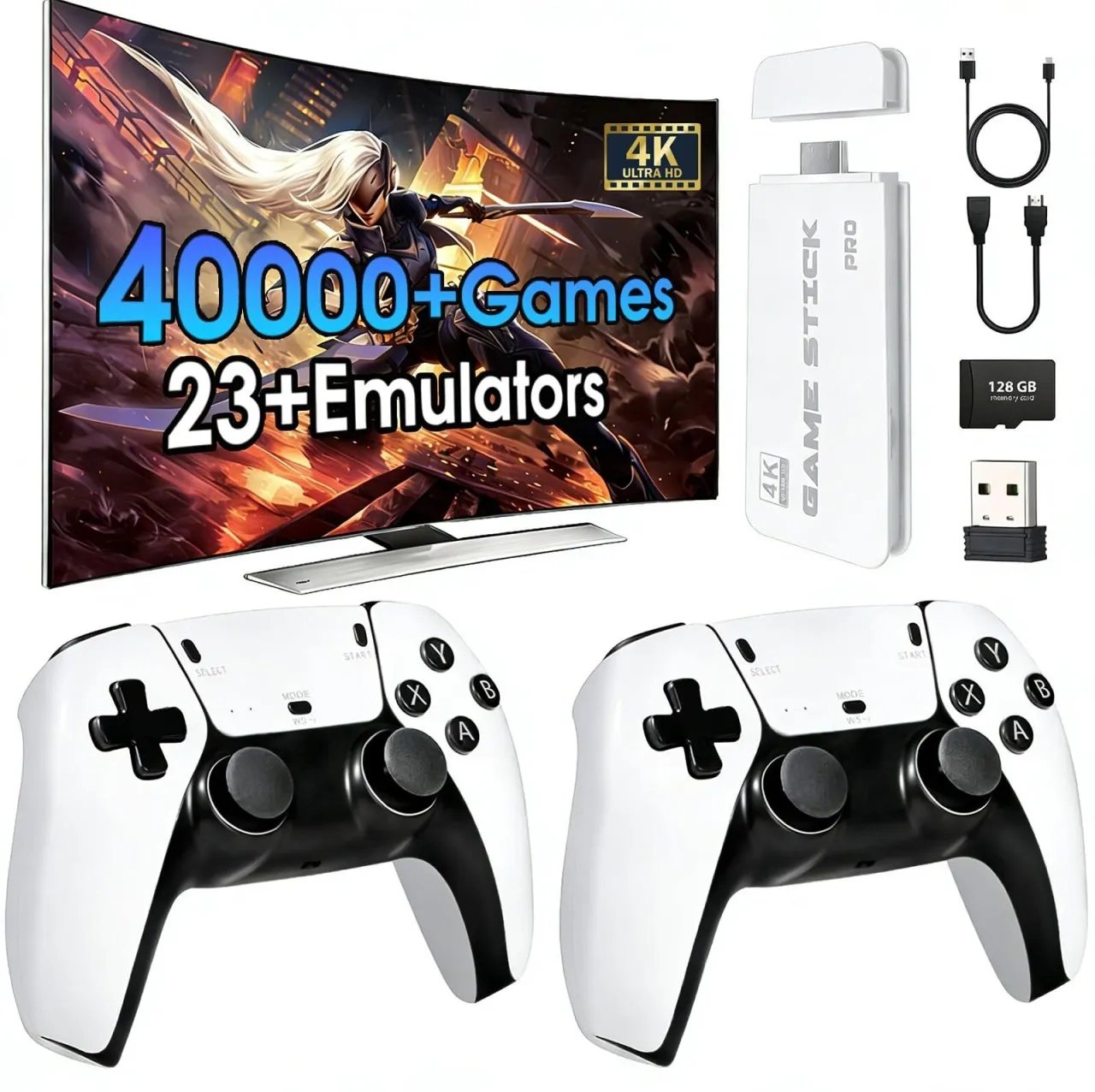Moucles Wireless Retro Game Console Stick Built-in Games, Plug & Play TV Video Retro Gaming Stick w…