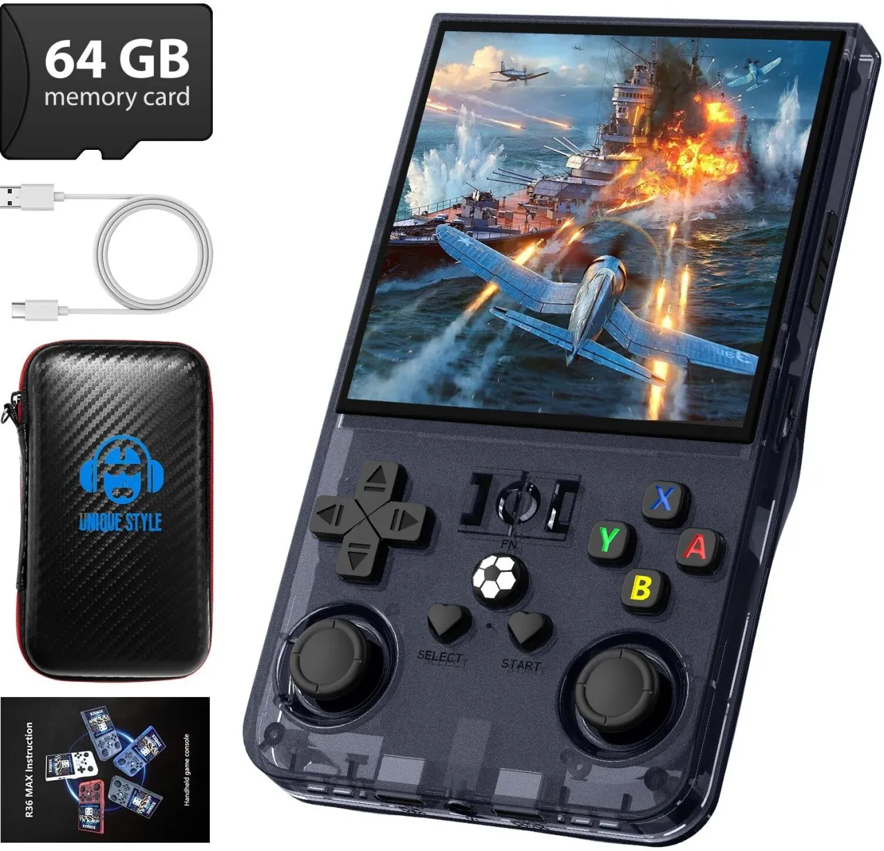 marevic R36MAX Retro Handheld Game Console, 4.0 Inch 720x720 IPS Screen, Built-in 18,000+ Classic G…
