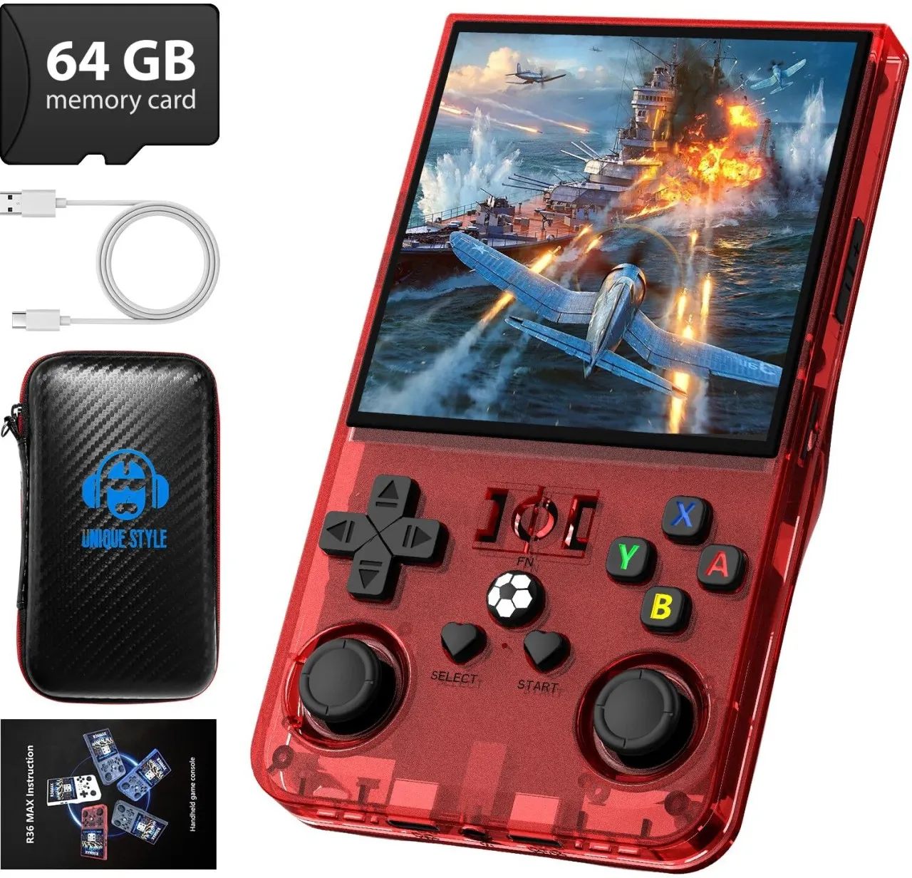marevic R36MAX Retro Handheld Game Console, 4.0 Inch 720x720 IPS Screen, Built-in 18,000+ Classic G…