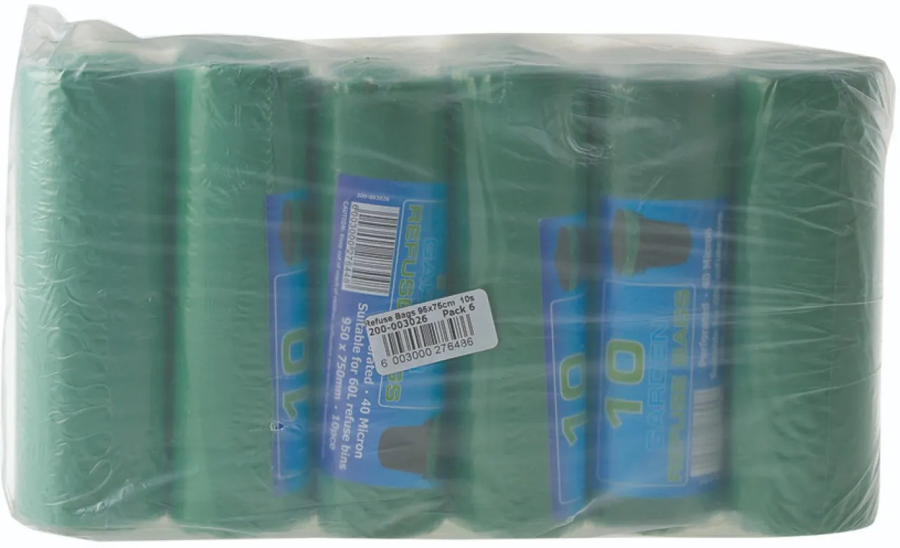 Dothome Green Refuse Bag - Set of 6 10 Per Pack Large Garbage Bag  Pack of 6