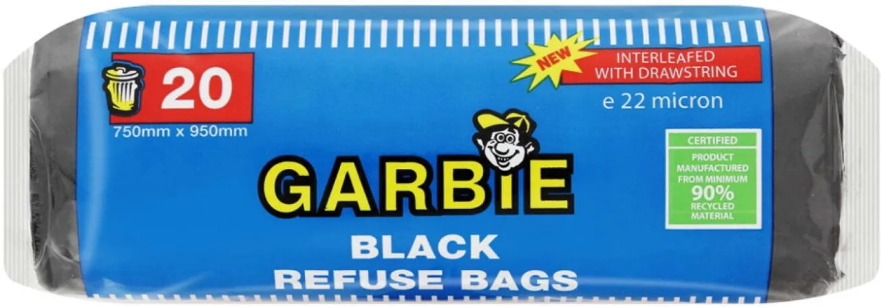 Garbie Black Refuse Bags 750 x 950 mm Jumbo 20 L Garbage Bag