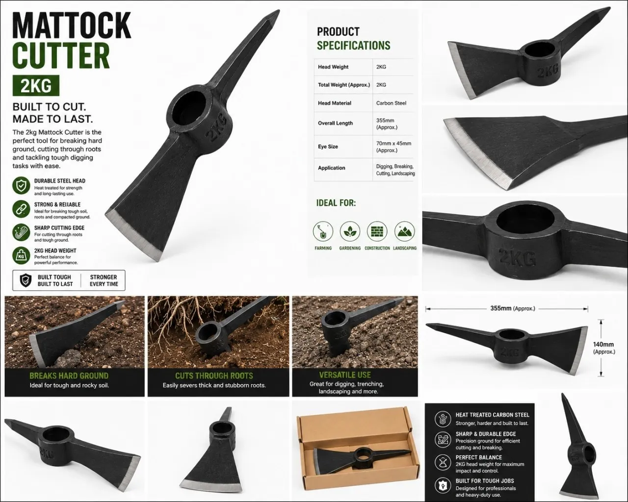 Mattock GAR504 0 inch Handle Home & Professional Garden Pick