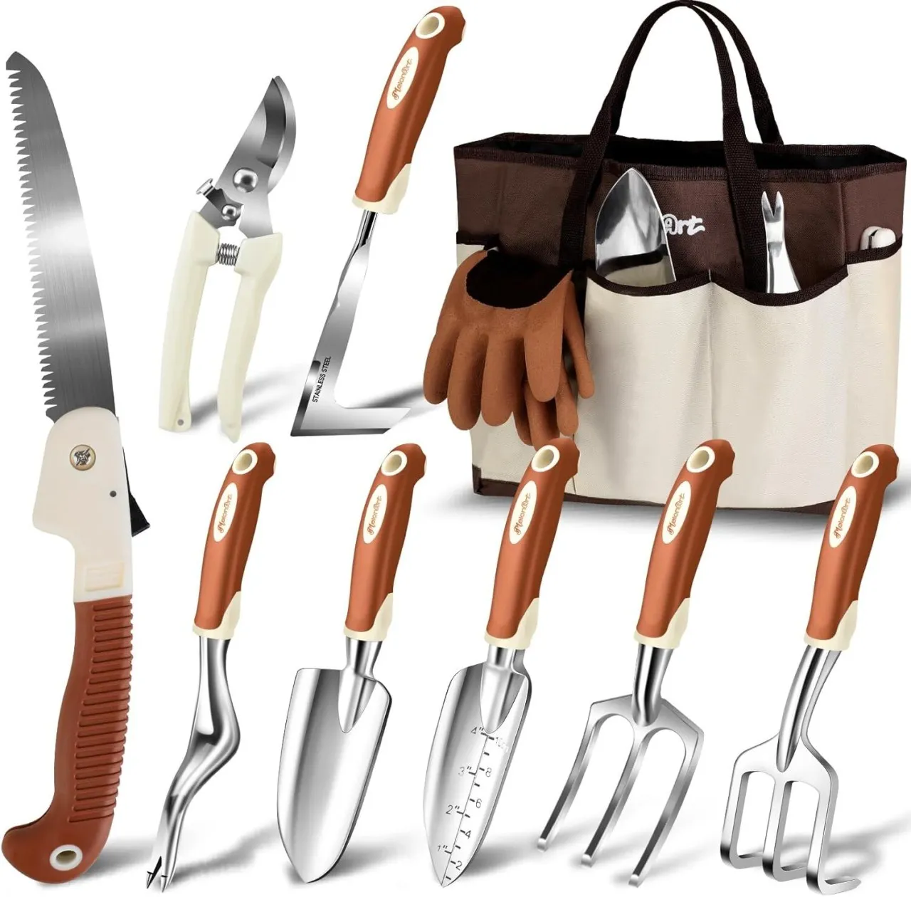 gaoshang Garden tool set, 10-piece gardening hand tools, made of aluminum alloy, with anti-slip erg…