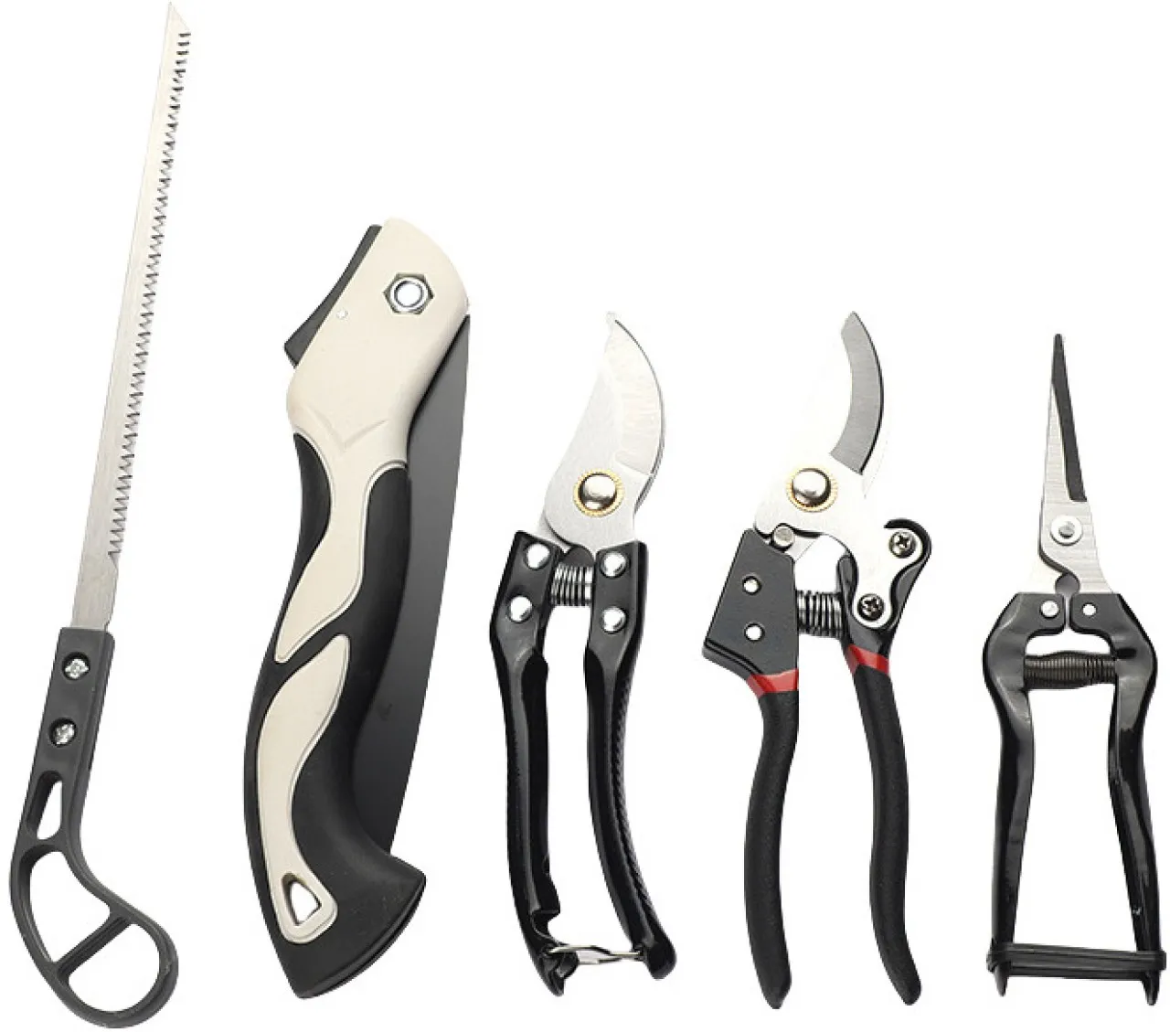 TAOJIANG 5 in 1 SK5 Steel Garden Pruning Tool Set, Heavy Duty Bypass Pruner, Straight Shears, Preci…