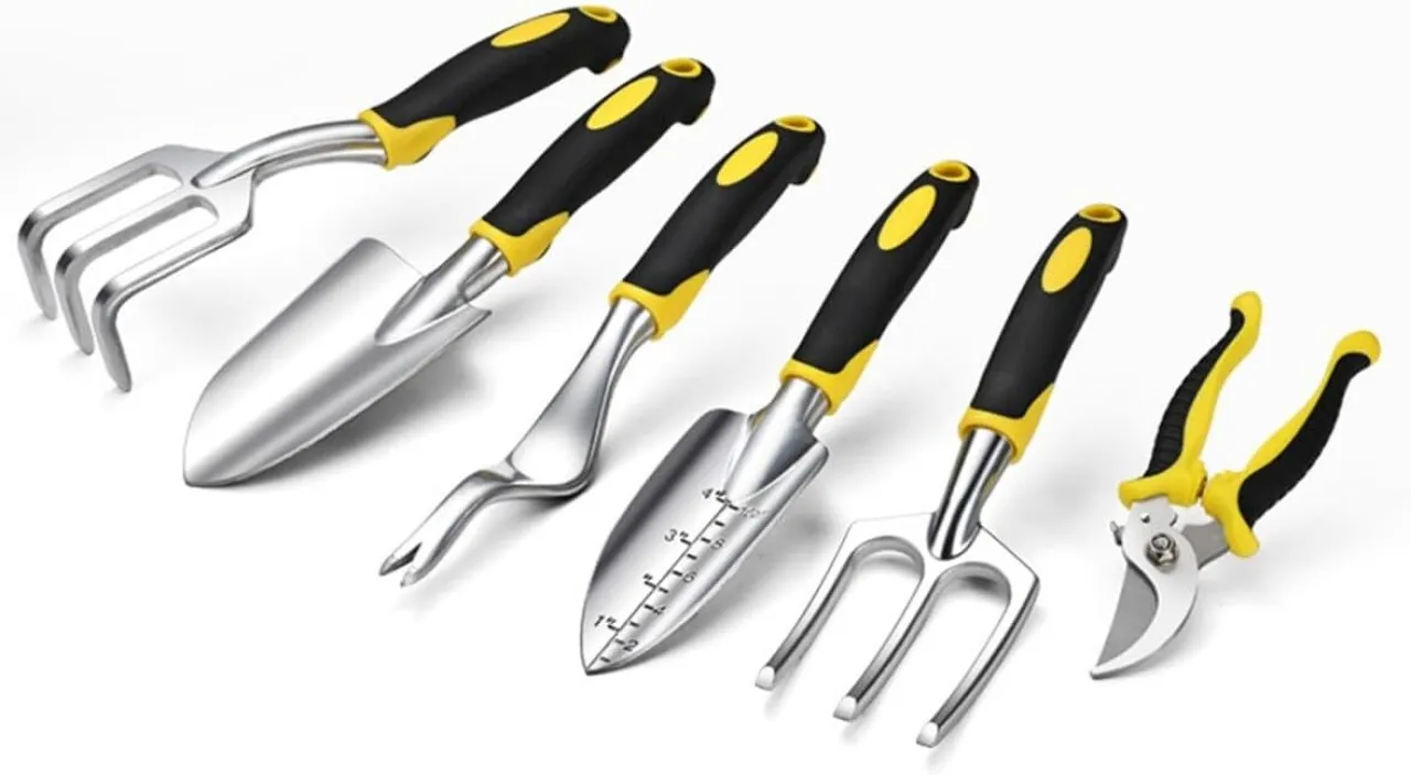 LIUHUI 6Pcs Garden Tool Set, Includes Garden Shovel, Transplant Trowel with 4 inch Depth Marking, H…