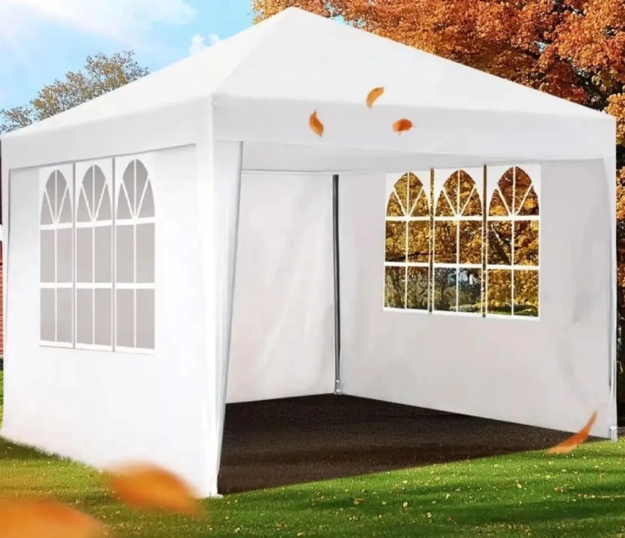 sikandar White gazebo with sides waterproof 3x3m Gazebo