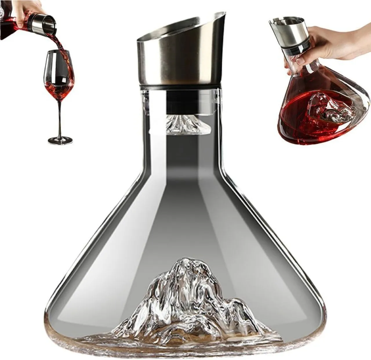 BOWENSTORE Wine Decanter, 1500ml Clear Wine Decanter, Wine Decanter With Aerator, Filtration Decant…