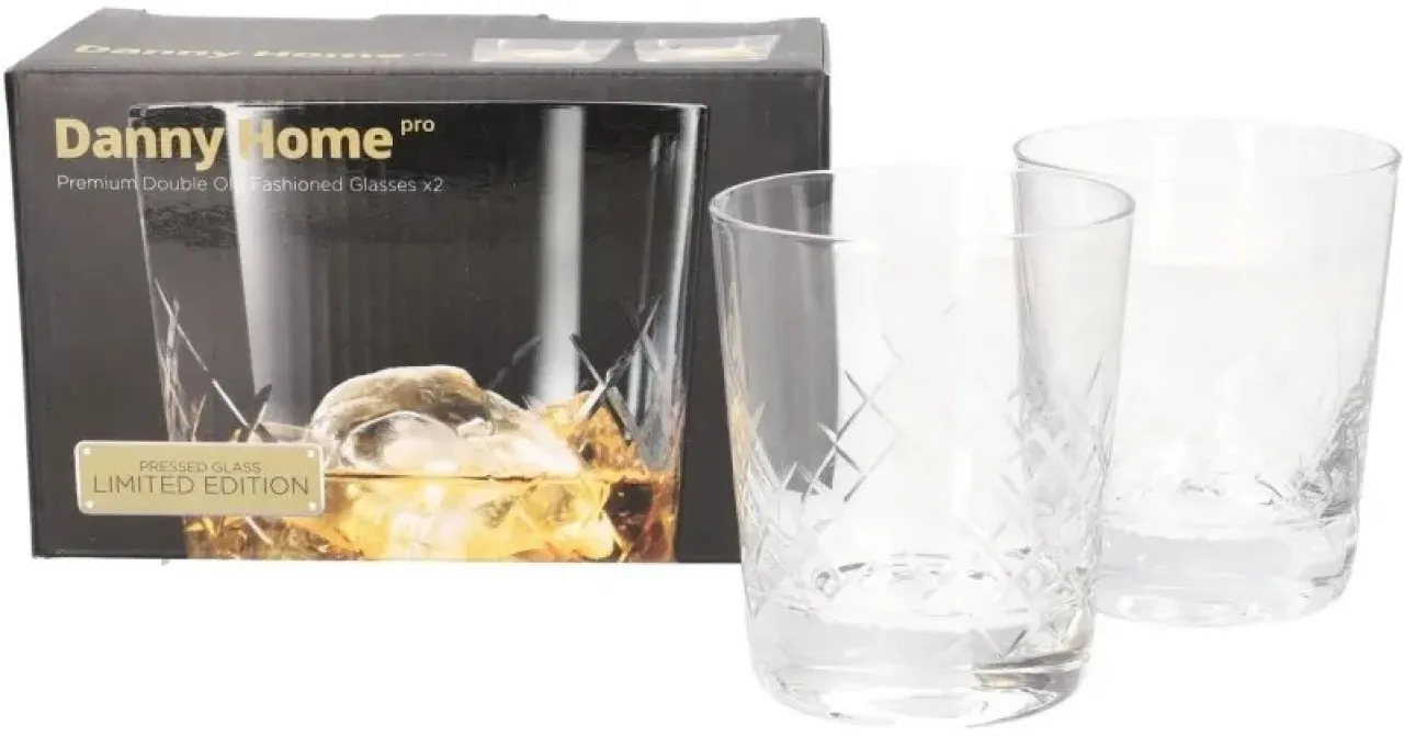 DH (Pack of 2) Pressed Whisky  Glass Set
